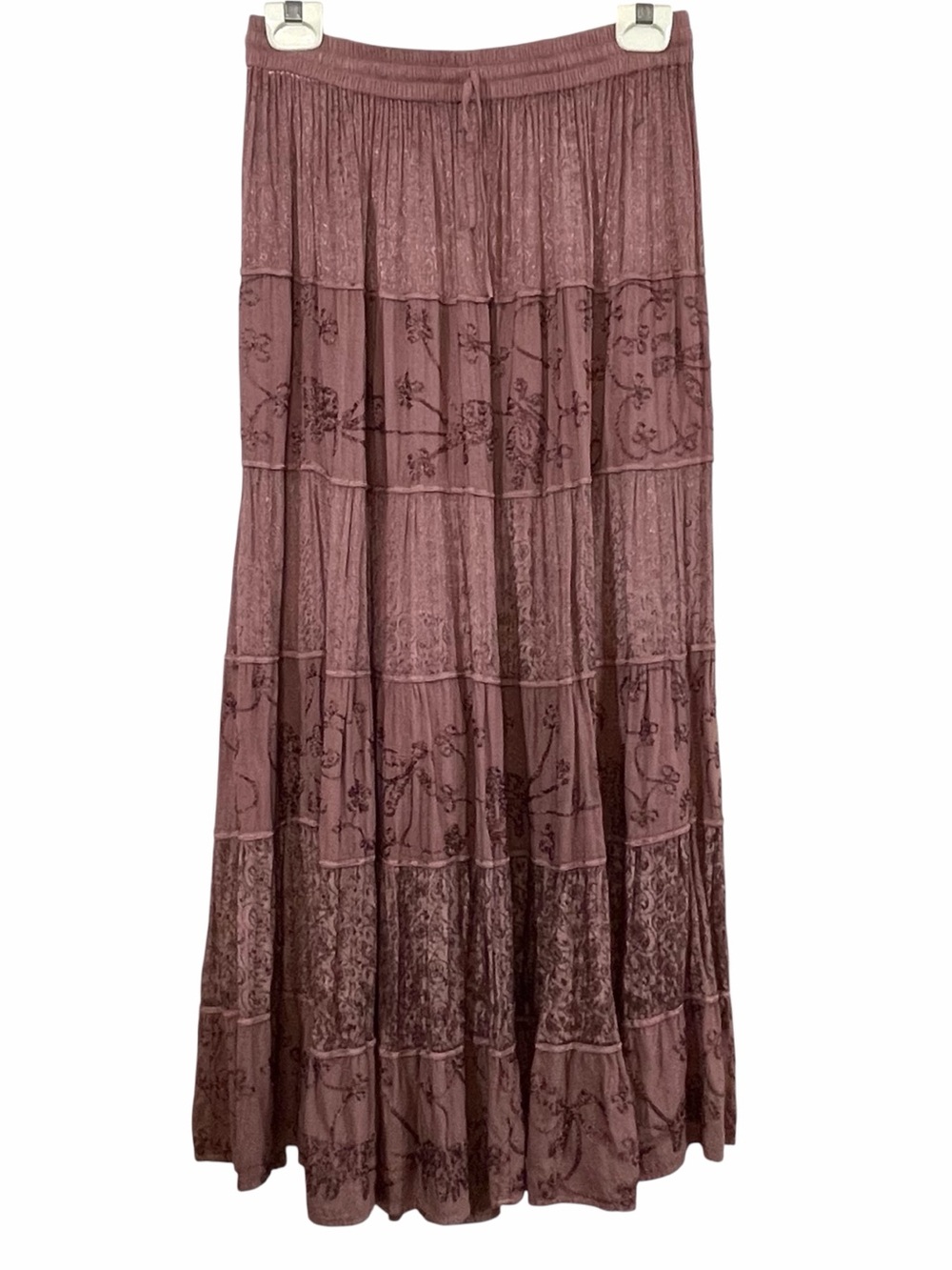 Vintage Dusty Rose Tiered Maxi Skirt by Lotus